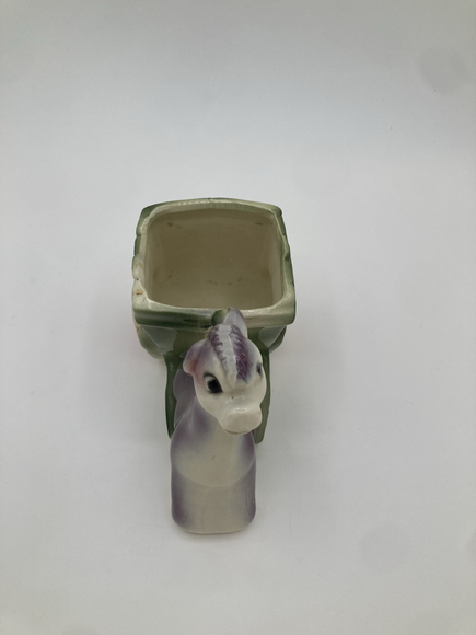 Vintage Donkey & Cart Planter – Ceramic Pastel Animal Planter Japan 1950s - Picture 5 of 6